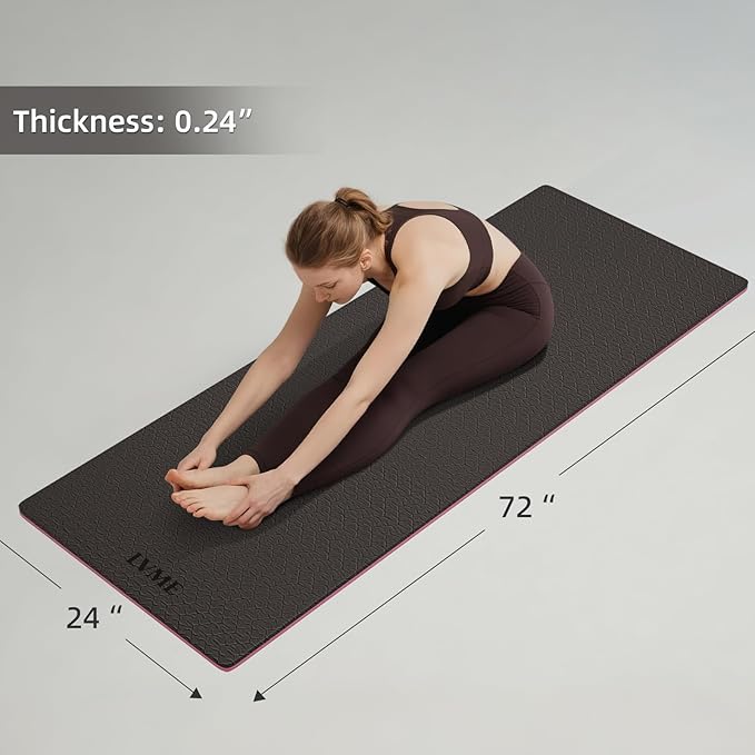 Yoga Mat Non Slip, Anti-Tear 1/4 Thick TPE Yoga Mats for Women and Men, a stylish and practical dual-tone yoga mat.72"x24" Exercise & Fitness Mat with Carrying Strap, Workout Mats for Yoga, Pilates and Floor Exercise