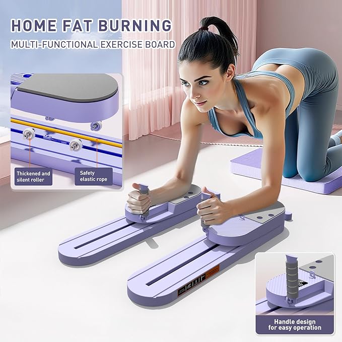 2025 Upgrated Pilates Board, Portable Pilates Reformer with Two Groups Resistance Band and Counter, Multi-Function Abdominal Pilates Board for Home, Suitable for Women's Full-Body Workouts