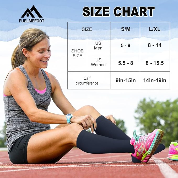 FuelMeFoot 6 Pairs Compression Socks for Women & Men 15-20mmHg Graduated Support Knee High Socks for Nurses, Travel, Athletic