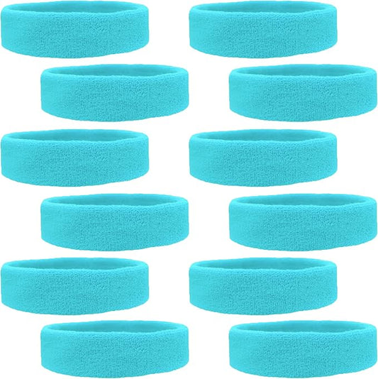 12 Sweatbands Cotton Sports Headbands Terry Cloth Moisture Wicking Athletic Basketball Headband by Kenz Laurenz