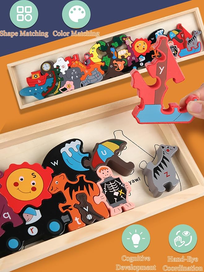 Hot Shot Tools Jumbo Traffic Parade A-Z Puzzle: Educational Wooden Alphabet Playset 3-12 Perfect Family Games for Kids Adults Party Friends Team Travel Birthday