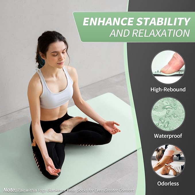 CAMBIVO Yoga Mat for Women Men Kids, 1/3 & 1/4 & 2/5 Inch Extra Thick Yoga Mat Non Slip, 72" x 24" TPE Yoga Mats, Workout Mat with Carrying Strap for Yoga, Pilates and Floor Exercises