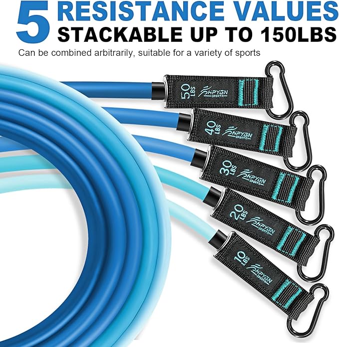 HPYGN Resistance Bands, Exercise Bands with Handles, Fitness Bands, Workout Bands with Door Anchor and Ankle Straps, for Heavy Resistance Training, Physical Therapy, Shape Body, Yoga, Home Workout Set