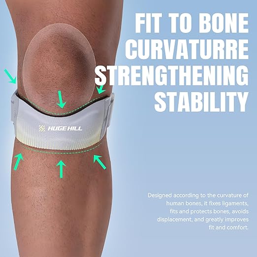 2-Pack Patella Knee Strap with Adjustable Compression & Ergonomic Silicone Pad – Lightweight Breathable Knee Support for Running, Jumping, Squats, Basketball, Workouts & Joint Pain Relief (Gray)