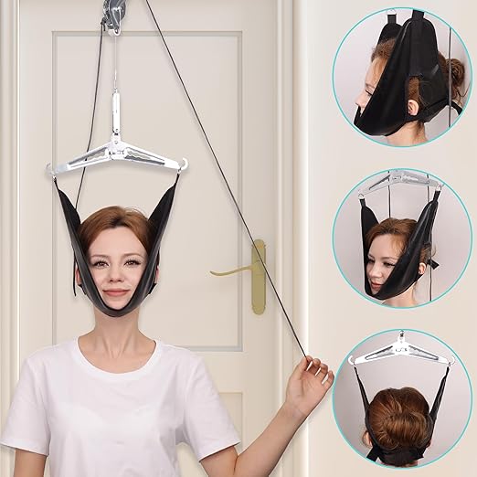 Cervical Neck Traction Device Over-The-Door, No Need for Handheld or Water Bag Portable Neck Stretcher,Effective Home Physical Therapy for Neck Pain Relief, 10 Adjustable Tension Levels