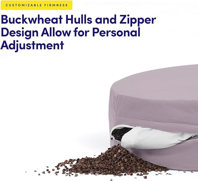 Meditation Cushion Bolster Pillow for Restorative Yoga – Supportive Cushion for Meditation, Pilates, and Relaxation – Filled with Buckwheat Hulls - Removable Cover