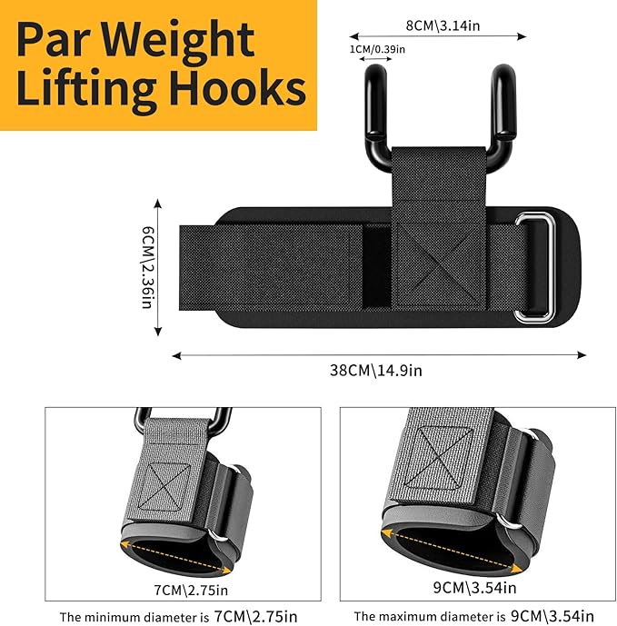 GPANDAG Weight Lifting Hooks for Men and Women(Pair), 330 LB Heavy Duty Gym Lifting Wrist Strap Hook for Deadlifts, Pull-Ups, Strength Training, 0.4inch Grip Weightlifting Hooks for Teen
