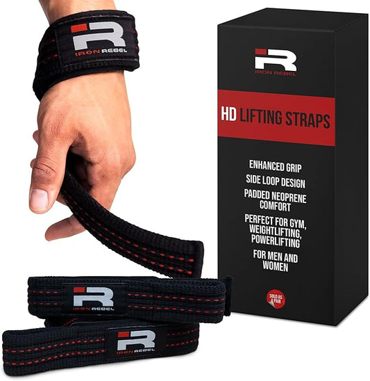 Iron Rebel Heavy Duty Lifting Straps for Men & Women - Wrist & Grip Support for Powerlifting, Bodybuilding, Weightlifting, Gym Training, Durable Cotton w/Neoprene Padding, Non-Slip, Adjustable Fit