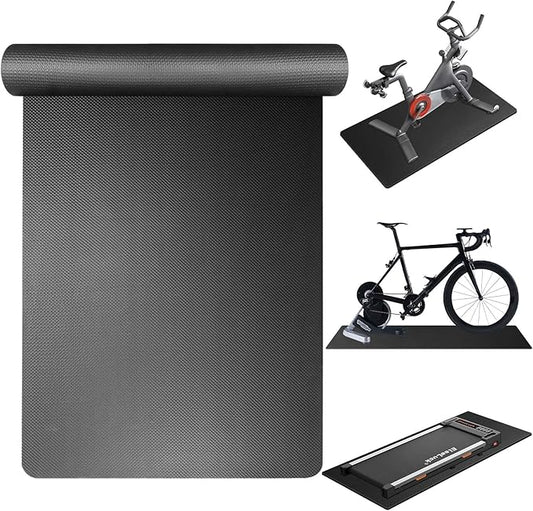 Treadmill Mat Compatible with Peloton Bike, 6mm Thick Exercise Bike Mat for Treadmill and Row Protect Hardwood Floor Carpet