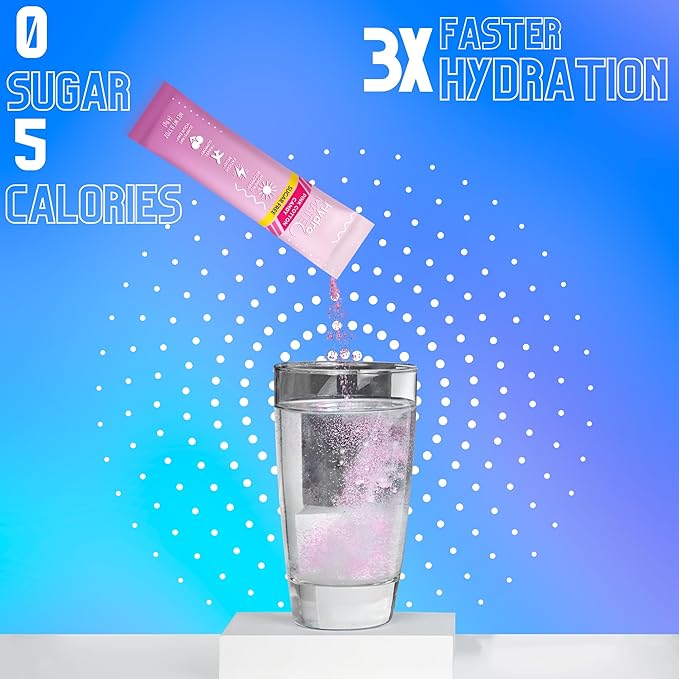 HydroMATE Electrolytes Powder No Sugar Cotton Candy - 30 Count Instant Hydration Packets with Vitamin C to Boost Energy - Sugar Free Electrolytes to Support Hydration on Keto Diet & Party Recovery