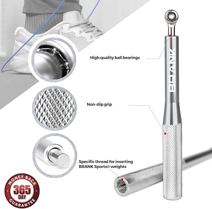 BRANK SPORTS® Speed rope set incl. 3 steel spare cables | Ideal for Crossfit, fitness, boxing and easy double under | Jump ropes for fitness women and men premium bearing balls | Unbreakable handles