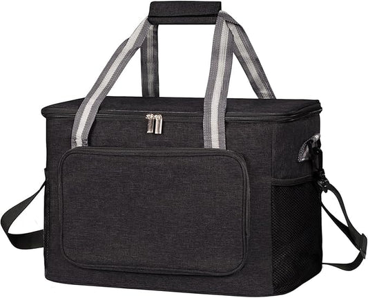 iknoe Large Cooler Bag Collapsible, 24L Insulated Bags, Leakproof Lunch Cooler Tote with Multi-Pockets for Adult Insulated Thermal Bag for Beach, Picnic, Office Work, Black 36-Can