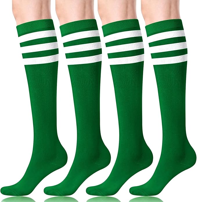 FITRELL Women's Knee High Socks Outdoor Sport Athletic Socks Casual Stripe Tube Socks 1-4 Pack