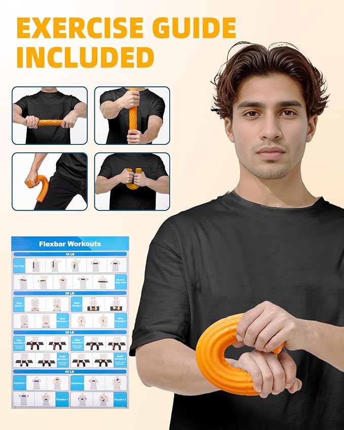 Flex Therapy Bar,Tennis Elbow Therapy Bar, Flexbar for Physical Therapy & Resistance Bar for Golfers Elbow,Tendinitis,Wrist,Forearms Pain, Improve Grip Strength and Relieve Pain