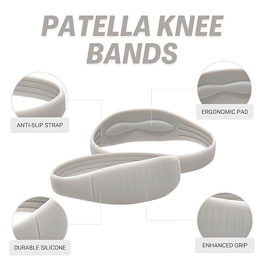 COOLSET Patella Band Knee Strap - 2 Pack Patellar Tendon Support Strap for Knee Pain Relief - Non-Slip Knee Brace for Jumper’s Knee, Tendonitis, Basketball, Running - Men, Women, Youth w/ Travel Bag (Gray)