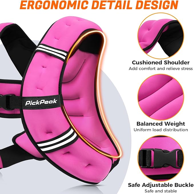 Weighted Vest for Woman Man 5lb/6lb/8lb/12lb/15lb/20lb/25lb/30lb Weighted Vest for Walking, Strength Training Weight Vest with Adjustable Buckle Detachable Phone Pouch for Running Workout