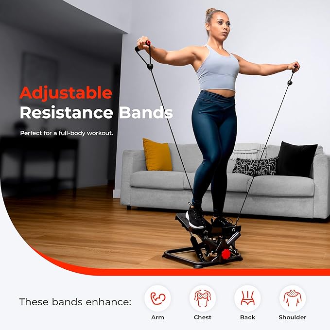 Sunny Health & Fitness Mini Steppers for Exercise at Home, Stair Step Workout Machine, Full Body Cardio Equipment, with Optional Free SunnyFit App Connection and Resistance Band