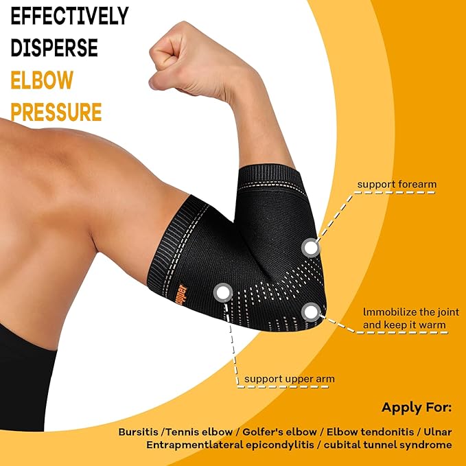 Copper Elbow Sleeve,Elbow Compression Sleeve, Elbow Brace For Tendonitis and Tennis Elbow,Golfers, Arthritis, Bursitis. Elbow Pain Relief,Weightlifting, Fit for Men & Women