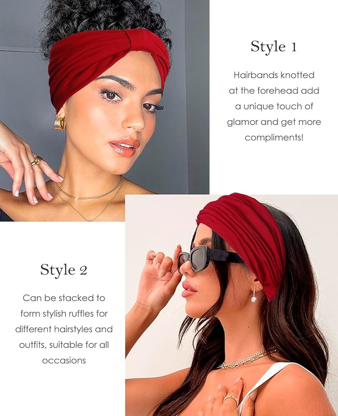 Artilady 7'' Wide Headbands for Women Elastic Head bands Non Slip Soft Stretchy Extra Large Boho Turban Headwraps Sport Workout Running Hair Accessories for Girls