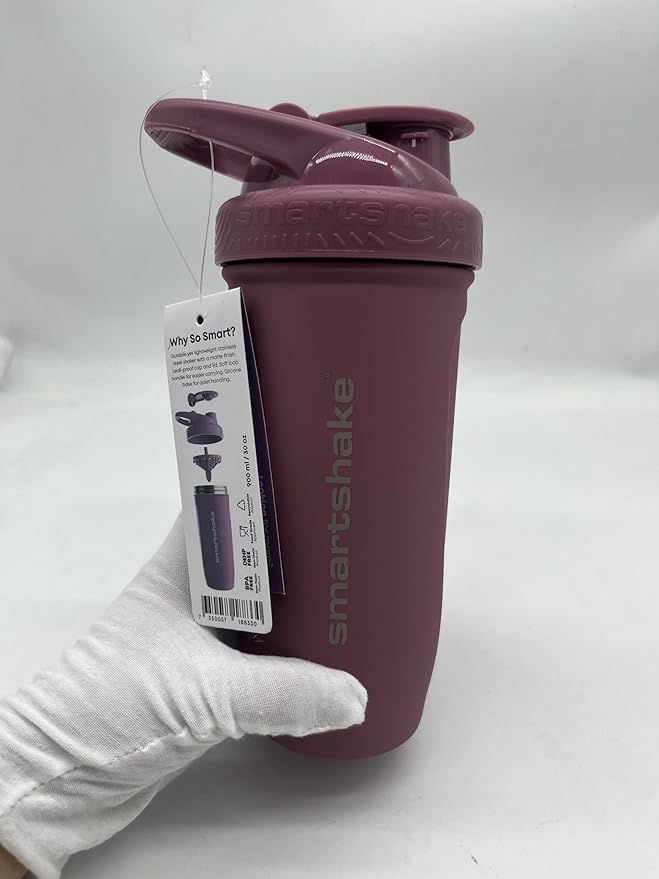 Smartshake Reforce Stainless Steel Protein Shaker Bottle 900 ml | 30 oz - Leakproof Screw-on Lid - BPA Free – Non Insulated Bottle- Unisex (Deep Rose)