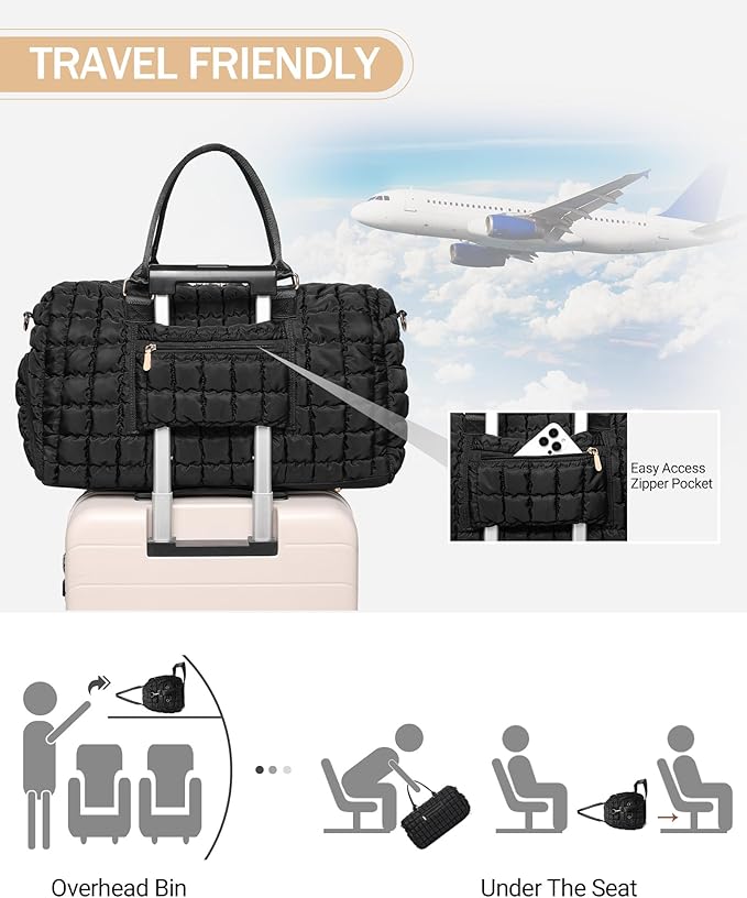 Duffle Bag for Travel, Weekender Bag with Shoe Compartment, Carry On Overnight Bag for Women with Toiletry Bag, Gym Bag with Wet Pocket, Hospital Bags for Labor and Delivery Beige