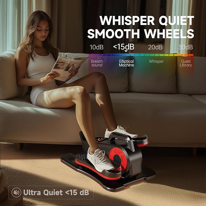 Elliptical Exercise Machine, Electric Ellipse Leg Exerciser as Seen on TV for Seniors with Remote Control & 12 Adjustable Speeds, Quiet & Portable Under Desk Pedal Exerciser for Home Office