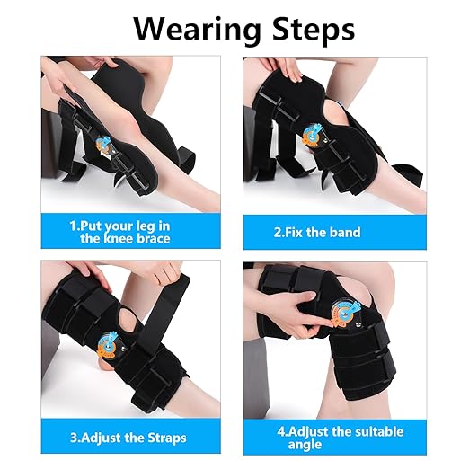 GHORTHOUD Hinged ROM Knee Braces Adjustable Knee Immobilizer Support for Knee Pain ACL MCL PCL Arthritis Meniscus Tear for Men and Women (XL)