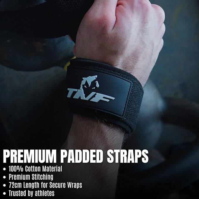 Ekkovision Weight Lifting Straps With Cuffed D Ring, Wrist Support for Men, Heavy Duty Thick Comfortable Lifting Straps, Secure Fit, Enhanced Grip, Straps for Weightlifting & Gym Training, Black