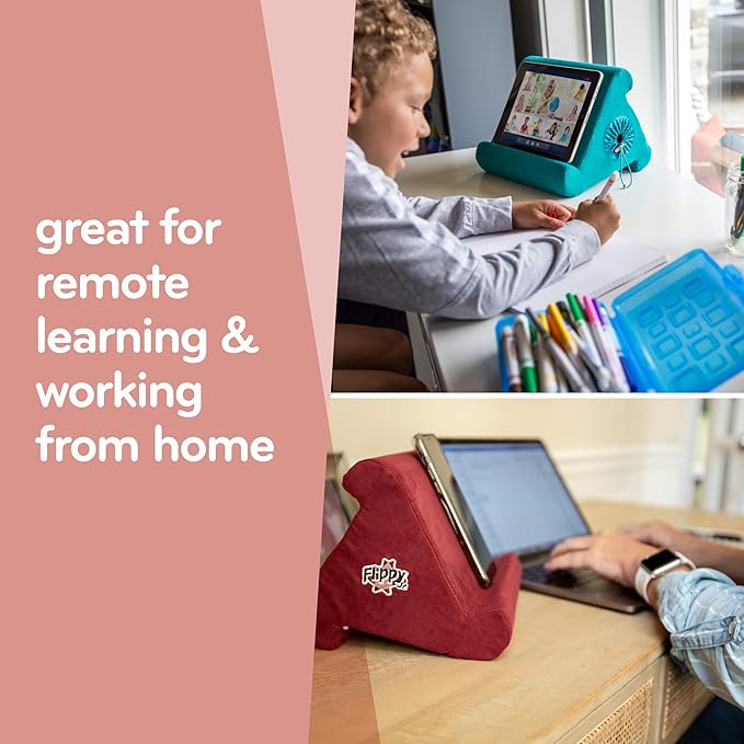 Flippy Tablet Pillow Stand and Holder for Lap, Desk and Bed, Multi-Angle with Storage, Compatible with Kindle, Fire, Samsung Galaxy (Nebbiolo Red)