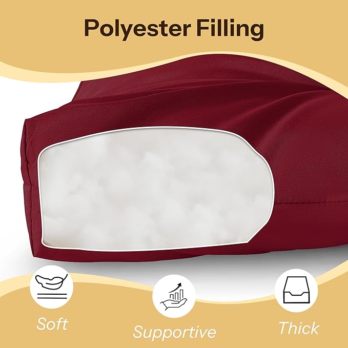 Waterproof Outdoor Bench Cushion 49"X20"X4" Comfortable Outdoor Chair Cushions Tufted Garden Bench Pad UV Resistant and Fade Resistant (1, Red)