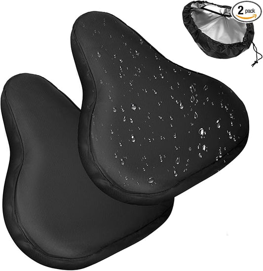 2 Pcs Bike Seat Cover, Waterproof Bicycle Seat Cover Black Rainproof Dustproof Bike Saddle Cushion Covers with Drawstring for Women Men Mountain Road Bicycle