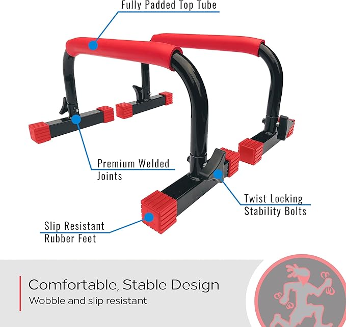 Rubberbanditz Parallette, Parallel Bars & Dip Station | At Home Gym Workout Equipment, L-Sit Bars & Calisthenics Equipment for Home. Perfect for Push Ups, Dips, Handstands & Gymnastics.