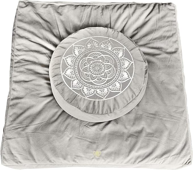 Florensi Meditation Cushion - Comfortable Floor Pillow - Traditional Tibetan Meditation Pillow with Beautiful Velvet Cover - Large Floor Cushion Seating for Adults - Premium Yoga Buckwheat Bolster