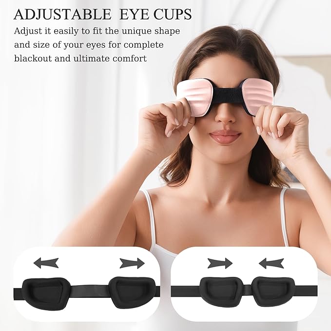 Sleep Mask for Side Sleeper Women Men, Eye Mask for Sleeping Light Blocking, Zero Eye Pressure 3D Sleeping, Pink