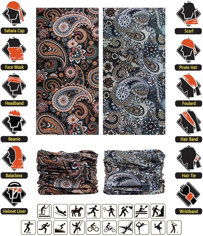 Headband Neck Gaiter Head Wrap Headwear Face Mask Magic Scarf Bandana for Men and Women