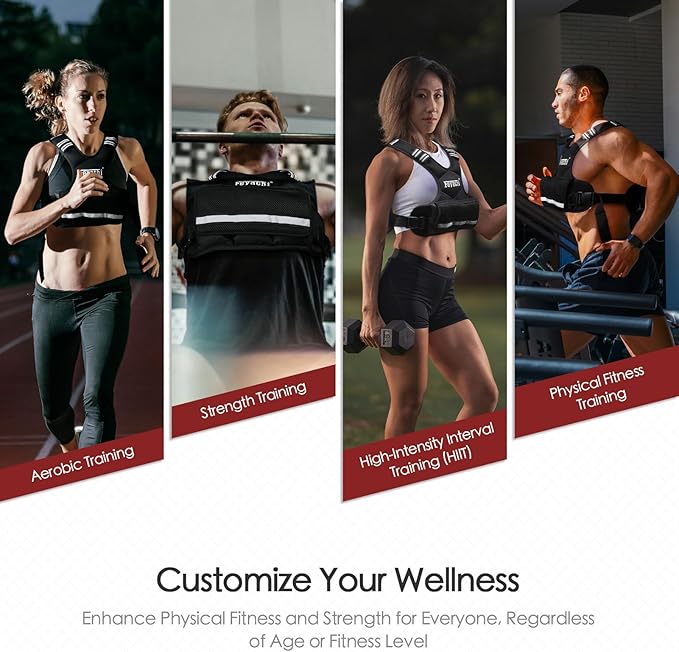 Feyachi Adjustable Weighted Vest - 3-12 lbs/12-20 lbs/20-32 lbs X Type Weight Vest with Reflective Stripe Ideal for Running Workout and Training