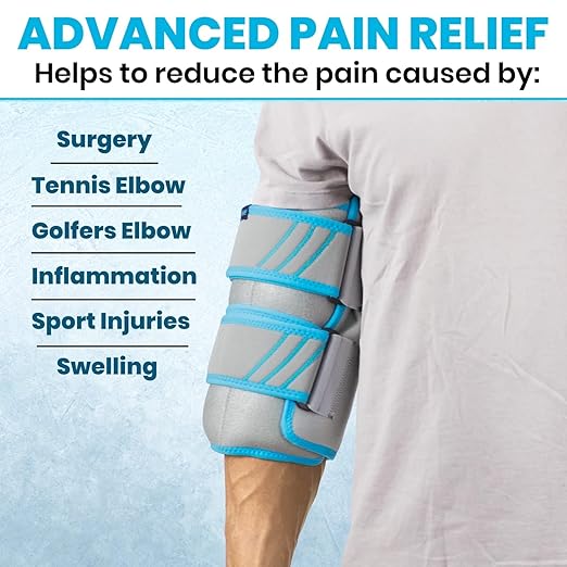 Vive Elbow Ice Pack Wrap - Ultra Cold Gel Ice Pack for Injuries Reusable - Elbow Support Compression for Cold/Hot Therapy - Adjustable for Men/Women, Sports Recovery, Arthritis, Tendonitis Pain Relief