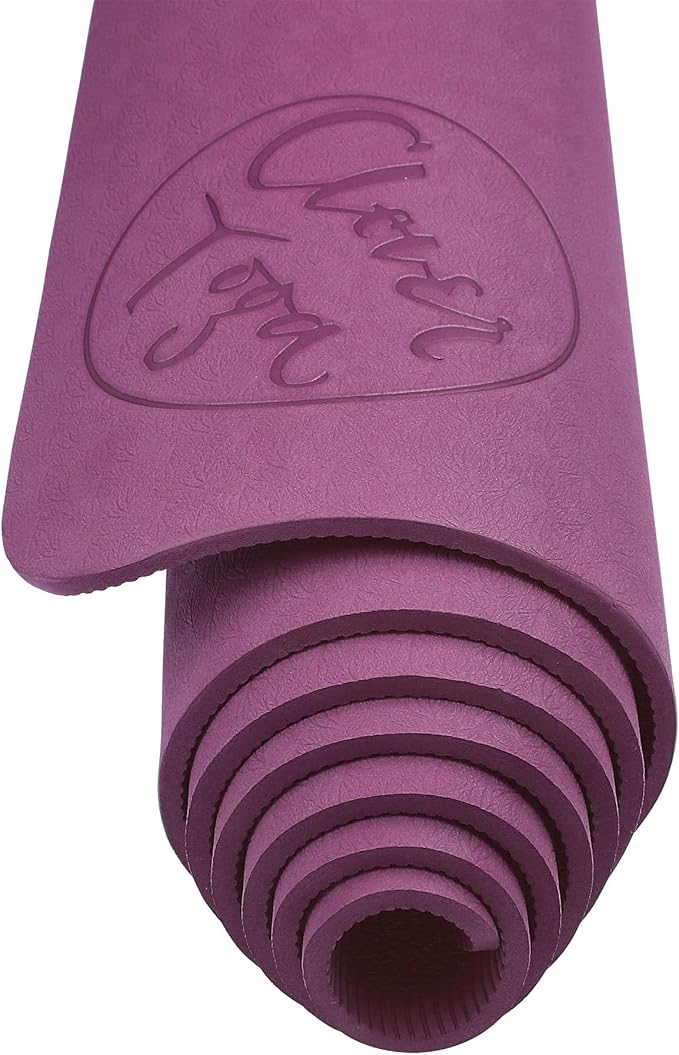 Clever Yoga Better Grip Thick Yoga Mat - Beginner Exercise Yoga Mat with Non-Slip Surface for Home Gym, Earth-Friendly & Recyclable Pilates and Workout Pad Women & Men, 1/4 Inch Thick