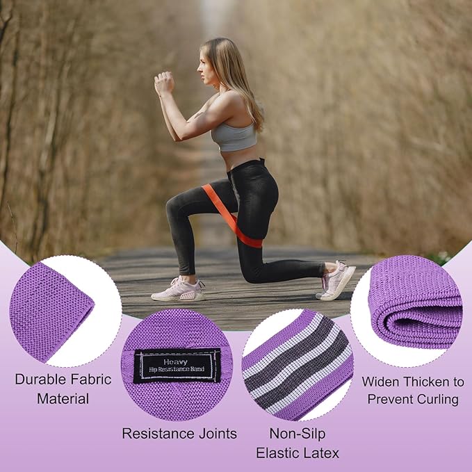 PATIKIL 12 Pieces Booty Resistance Bands for Working Out Non-Slip Workout Bands Fabric Resistance Loops Elastic Exercise Fitness Bands for Women Men Hip Leg Gym, (Level 3 - S/M/L)