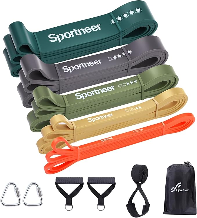 Sportneer Resistance Bands for Working Out: Pull Up Bands 5-130lb 5 Levels Exercise Bands Workout Bands Set with Handles & Door Anchor Pull Up Assist Bands for Men Women Resistance Training
