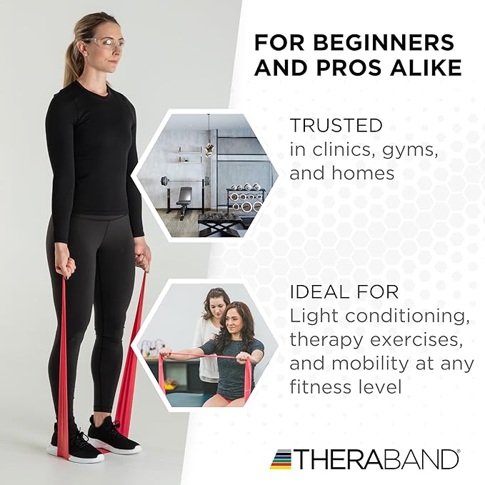 THERABAND Resistance Band 25 Yard Roll, Non-Latex Professional Elastic Stretch Bands for Upper & Lower Body Exercise Workouts, Physical Therapy, Lower Pilates, Flexibility, & Rehab, Dispenser Box