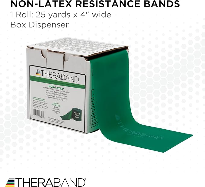 THERABAND Resistance Band 25 Yard Roll, Non-Latex Professional Elastic Stretch Bands for Upper & Lower Body Exercise Workouts, Physical Therapy, Lower Pilates, Flexibility, & Rehab, Dispenser Box