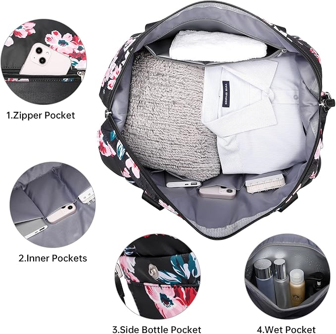 Duffle Bag for Travel, Weekender Bag with Shoe Compartment, Carry On Overnight Bag for Women with Toiletry Bag, Gym Bag with Wet Pocket, Hospital Bags for Labor and Delivery Beige