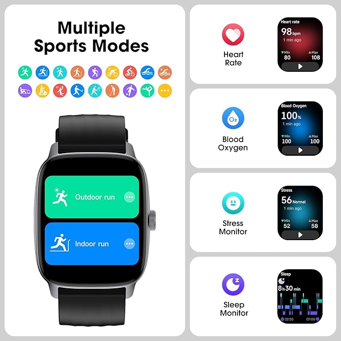 DAVIKO Pedometer Watch Senior Friendly No App/Phone Required, Waterproof Fitness Tracker Watch with Step Counter Calories/Sleep Tracker for Walking Running for Men Women