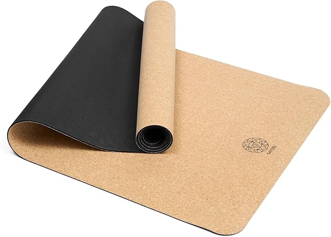 Cork Yoga Mat with Natural Rubber Base, Extra Size, Thickness and Support, Excellent Cushion & Grip, Non-Slip, Non-Toxic, Sweat-Resistant, Sustainable, Eco-friendly Exercise Mat