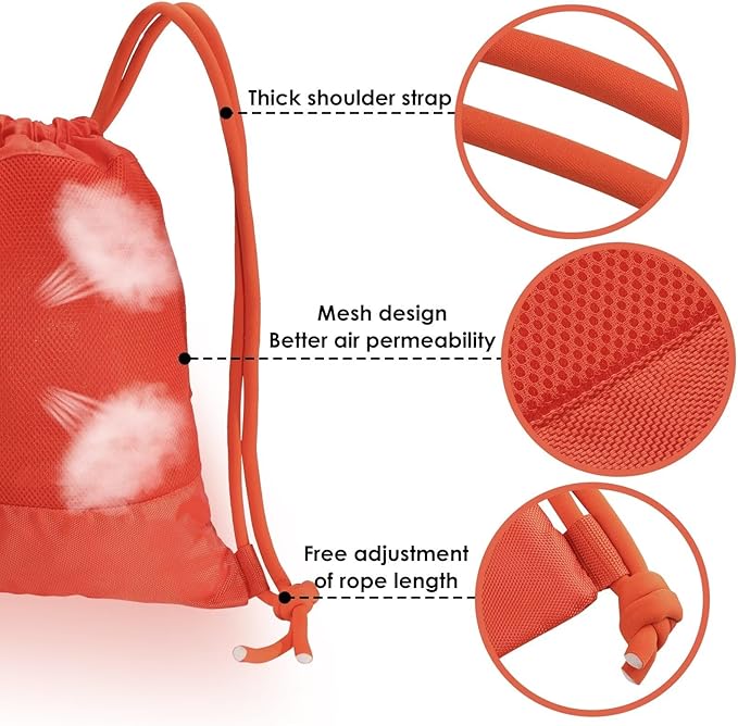 GAENMESH Drawstring Backpack Bag for Sports Lightweight Foldable Gym Bag with Sturdy Draw Cord Shoulder Strap Hiking Travel Camping