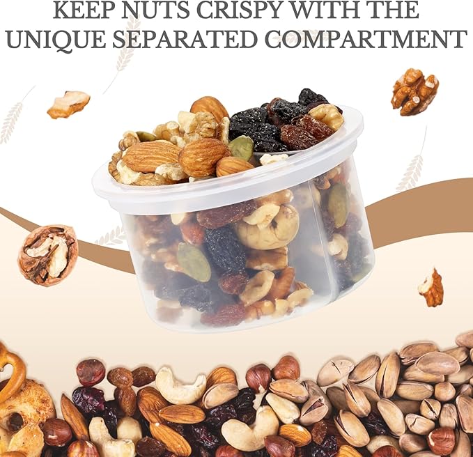 SOLIGT Overnight Oats Containers with Lids, Folding Spoons and Divided Compartment for Fruit & Nuts, Small Glass 16oz Mason Jars for Oatmeal Yogurt Parfait (2 Set-Smoke Gray/Oat White)