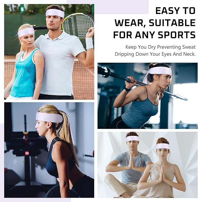 Hiboom 30 Pack Tie Headband Bulk Sports Tennis Head Tie Ninja Karate Tie Back Athletic Sweatbands Adjustable Hair Bands for Women Men Basketball, Football, Soccer, Running, Yoga Workout
