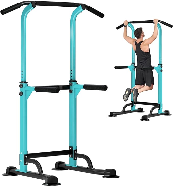 DlandHome Power Tower Pull Up Dip Station Multi-Function Fitness Equipment for Strength Training Adjustable Height Dip Stand for Home Gym