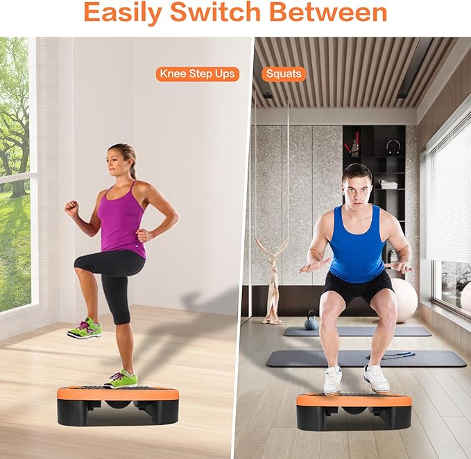 4-In-1 Step Up Platform Balance Board Adjustable Slant Board Stair Stepper for Exercise, Non Slip Aerobic Fitness Multifunctional Home Gym Workout Equipment